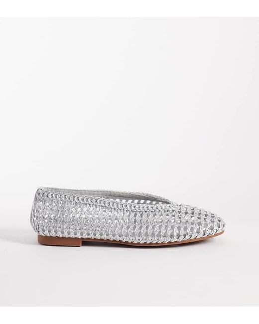 ASOS White Wide Fit Lioness Weave Ballet Flats
