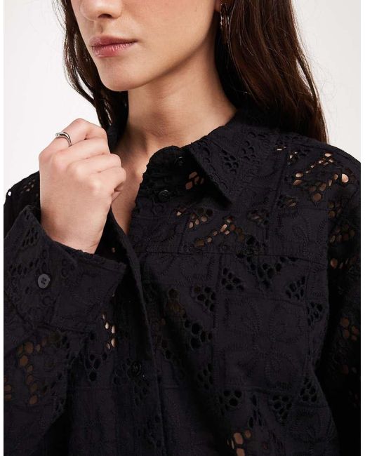 JJXX Black Co-ord Broderie Long Sleeve Shirt