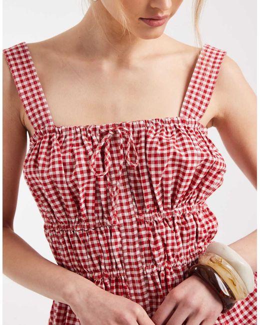 ASOS Red Cami With Ruched Detail And Bows