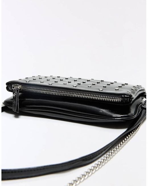 Bershka Black Studded Envelope Bag