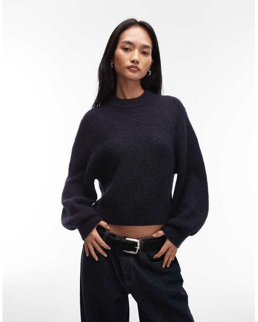& Other Stories Blue Wool Alpaca Mix Volume Sleeve Jumper