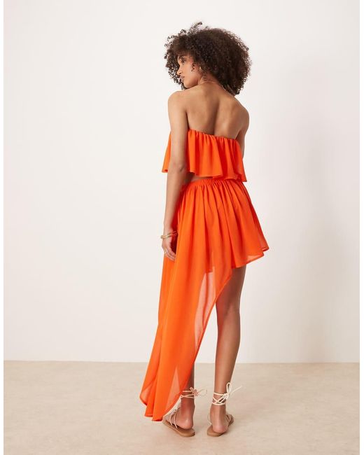 ASOS Mini Rok Met Ruches En Asymmetrische Zoom in het Red