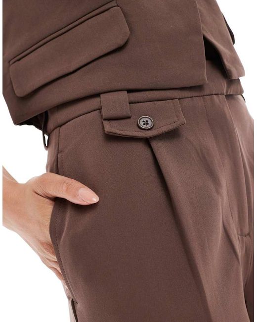 Pieces Elegante Broek Met Meerdere Knoopjes in het Brown