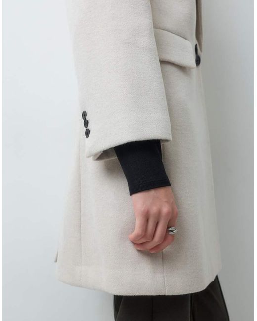 Mango Gray Wool Mix Tailored Midi Coat