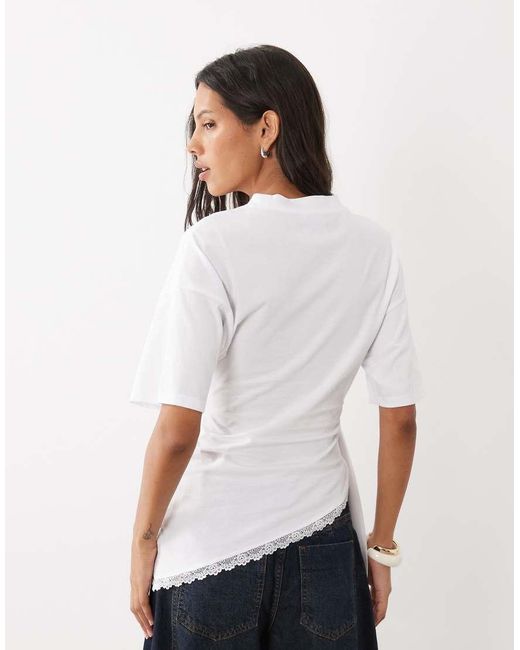 ASOS White Asymmetric Top With Waist Wrap