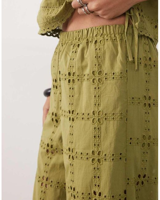 New Look Green Co-Ord Crochet Wide Leg Trousers