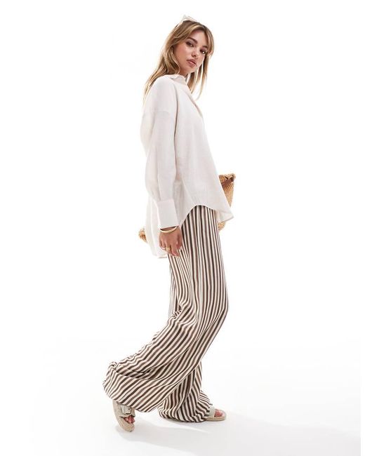 ONLY White Oversized Long Sleeve Textured Shirt