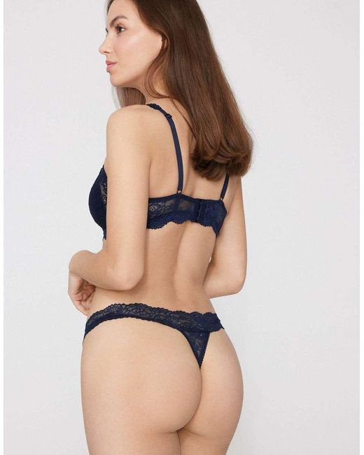 Tezenis Blue High-Cut Lace G-String