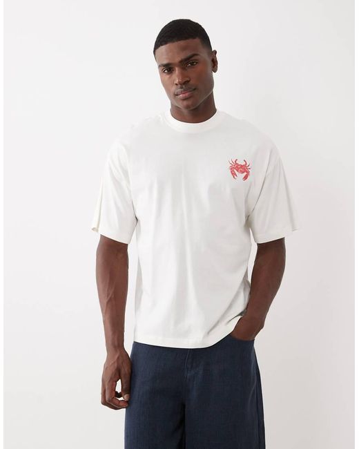 SELECTED Oversized T-Shirt Met Krabstempelprint Op De Achterkant in het White voor heren