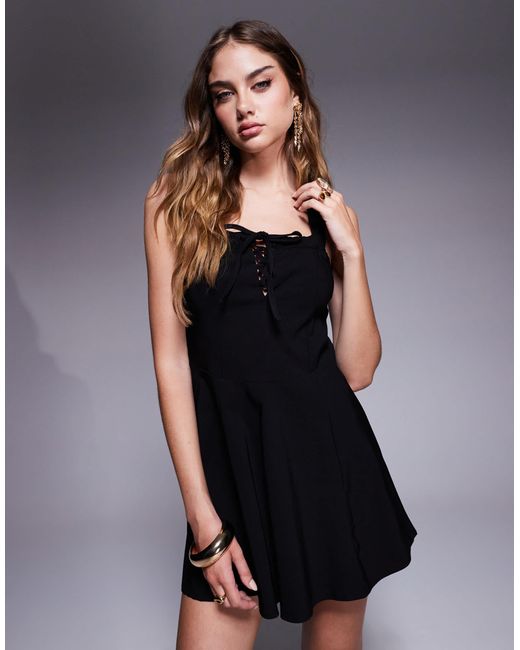 Missy Empire Black Bengaline Tie Front Mini Dress