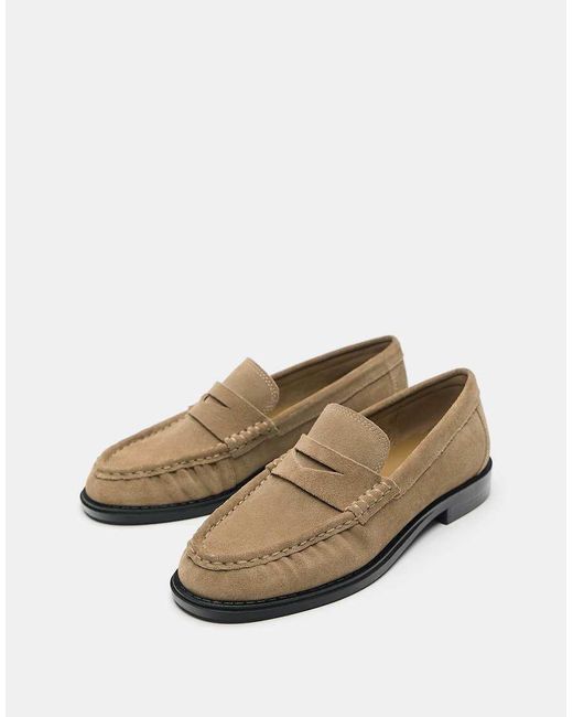 Pull&Bear White Leather Loafers