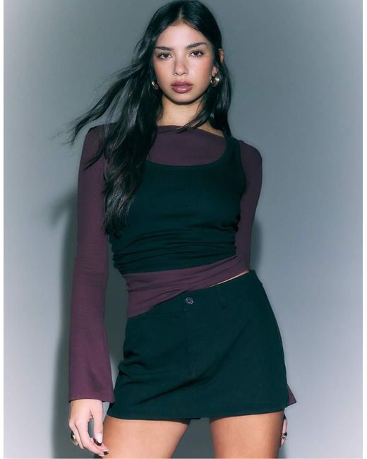 D62 Gonna Pantalone Corta Nera di Stradivarius in Green