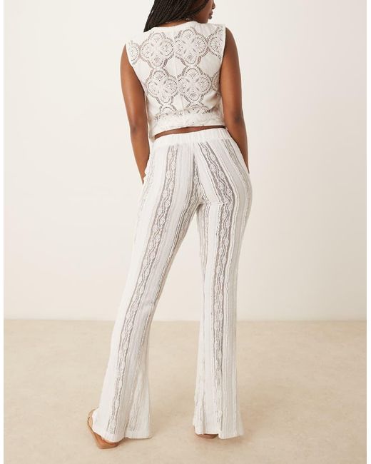 ASOS Natural Extreme Flare Textured Straight Leg Trouser