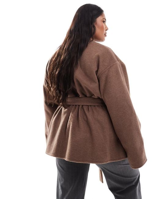 ASOS Brown Asos design curve – eleganter, kragenloser mantel