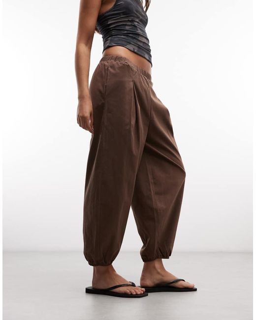 Reclaimed Vintage Brown Poplin Bloomer 3/4 Trousers