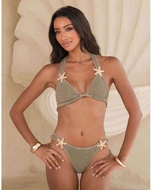 Moda Minx Brown X Alejandra Vidal Scrunch Starfish Triangle Bikini Top