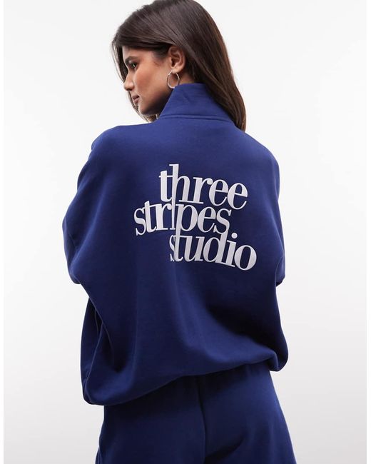 Adidas Originals Blue Adidas Sportswear Three Stripes Studios Long Track Top