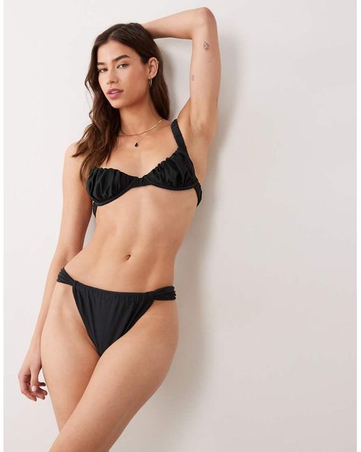 Miss Selfridge Black Mix And Match High Leg Bikini Bottom
