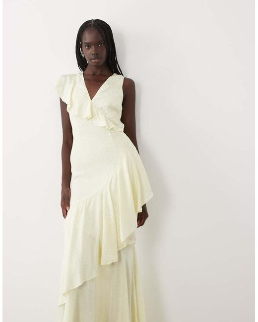 True Decadence Natural Satin Floral Maxi Dress