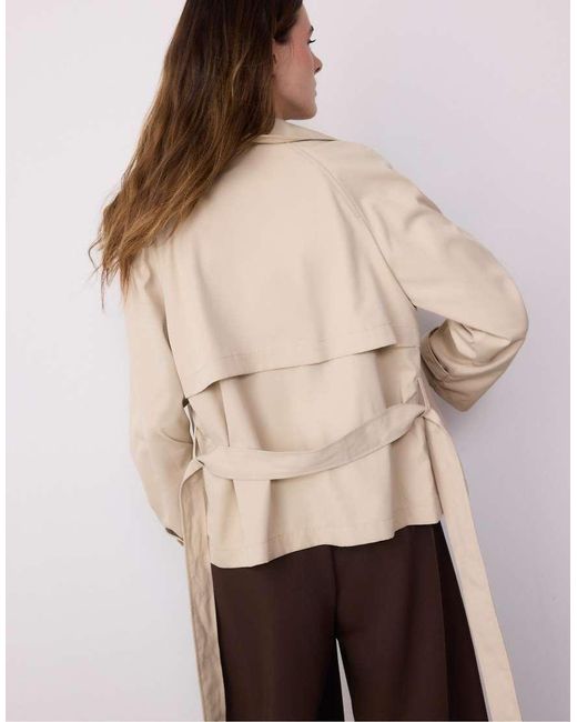 Stradivarius Natural Cropped Trench Jacket