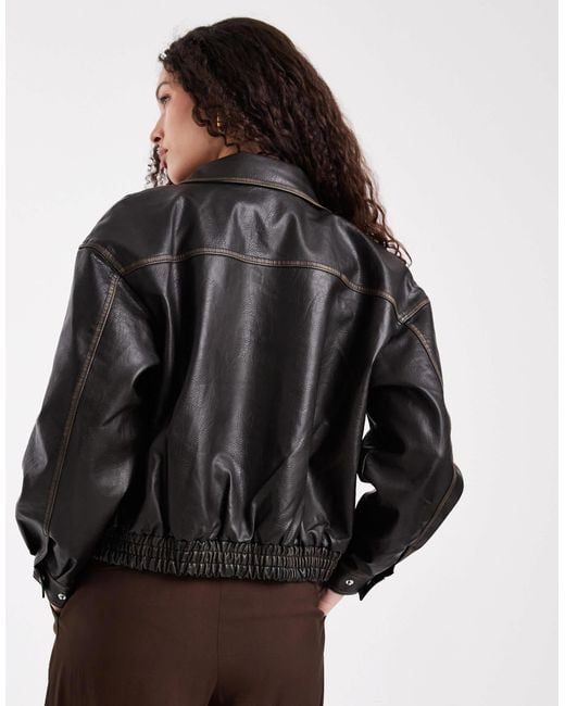 Wednesday's Girl Black Wednesdays Girl Faux Leather Oversized Jacket