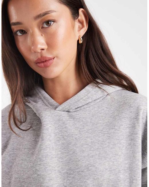 Sudadera Gris Jaspeado Extragrande Con Capucha E Interior Afelpado De ASOS de color White