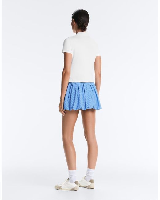 Oysho Blue High Rise Compressive Stripe Balloon Skirt
