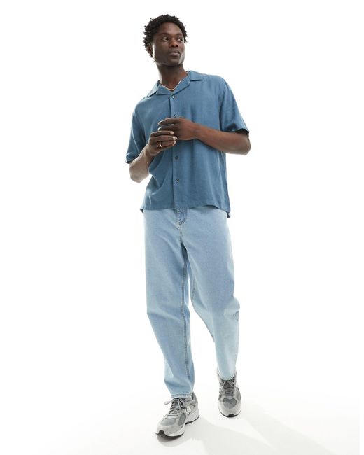 Abercrombie & Fitch – kurzärmliges relaxed fit hemd in Blue für Herren