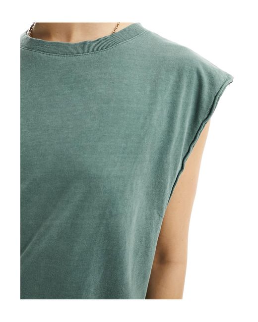 Camiseta verde salvia lavado extragrande sin mangas con sisas caídas ASOS de color Green