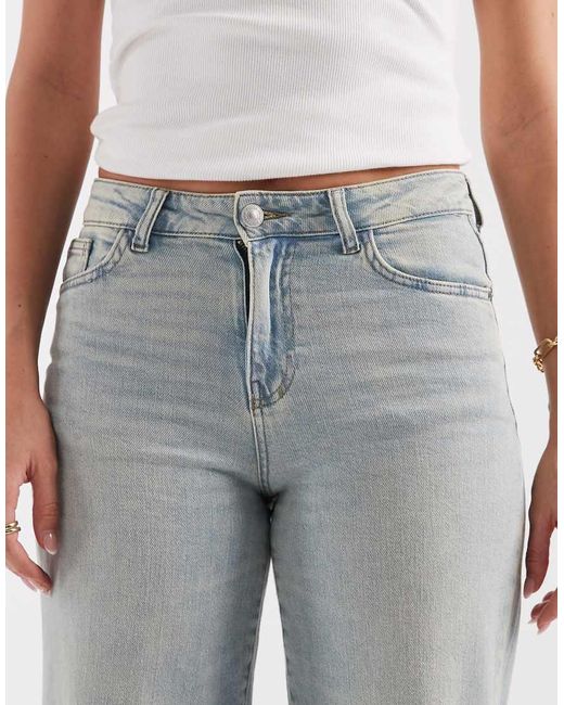 Pieces Blue Wide Leg Fold Up Jeans