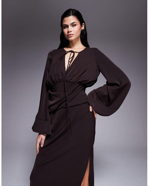 ASOS Blue Cross Neck Blouson Bodice Maxi Dress