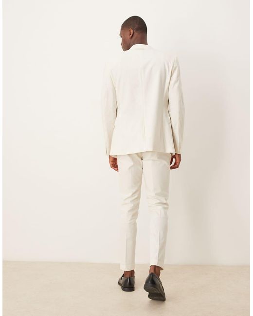 Chinos De Traje De Corte Pitillo De Mezcla De Lino De -Blanco ASOS de hombre de color White
