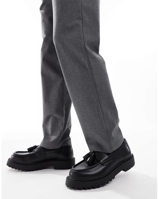 Pull&Bear Black Chunky Tassel Loafer for men