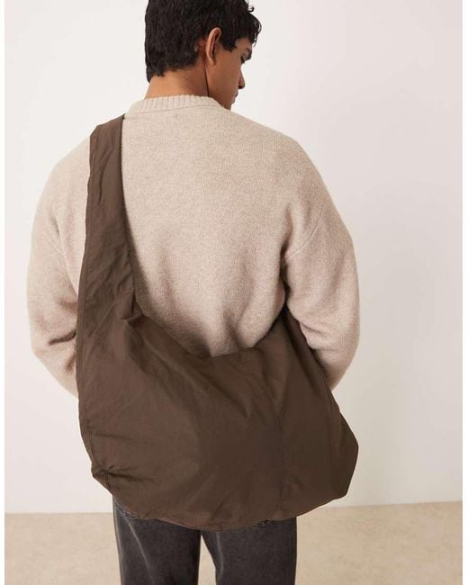 ASOS Brown Ripstop Sling Crossbody Bag for men