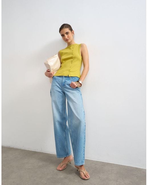 TOPSHOP Blue Button Through Vest