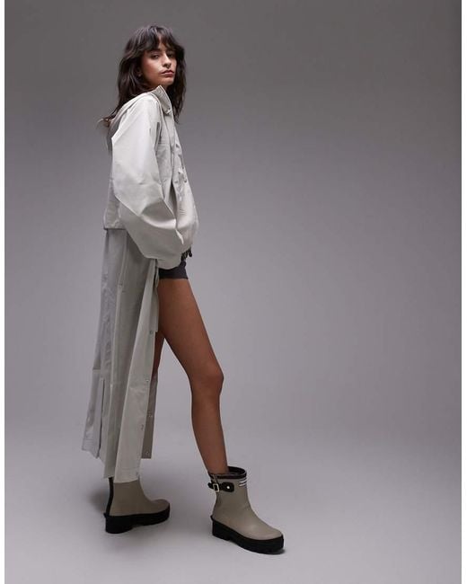 Rains White Bold Waterproof Longest Jacket