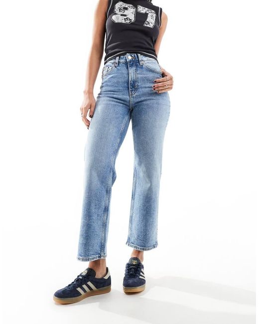 Monki Blue Zami High Waist Straight Leg Jeans