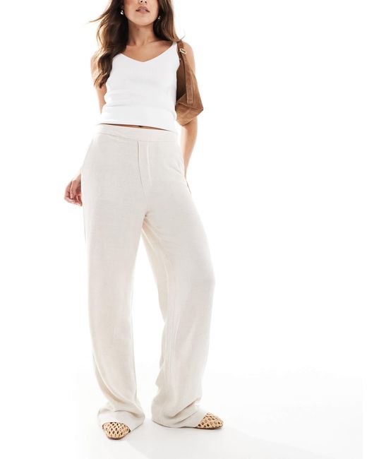 Object White Linen Touch Wide Leg Trouser