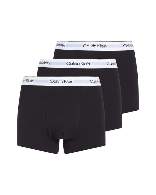 Calvin Klein Blue Icon Cotton Stretch 3 Pack Darted Trunks for men