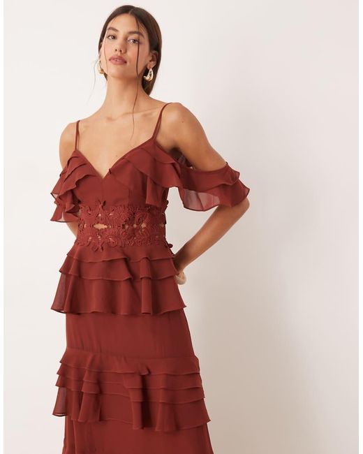 True Decadence Red V Neck Spaghetti Strap Maxi Dress