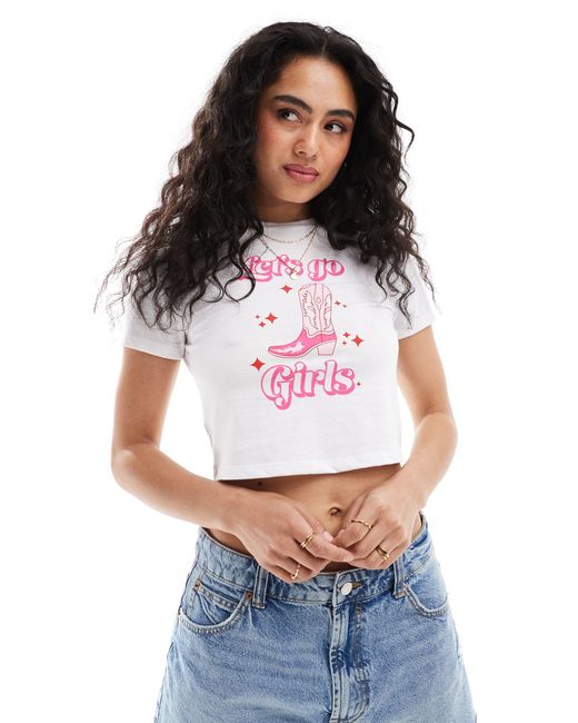 Pieces White Concert Baby T-shirt With 'let's Go Girls' Front Print