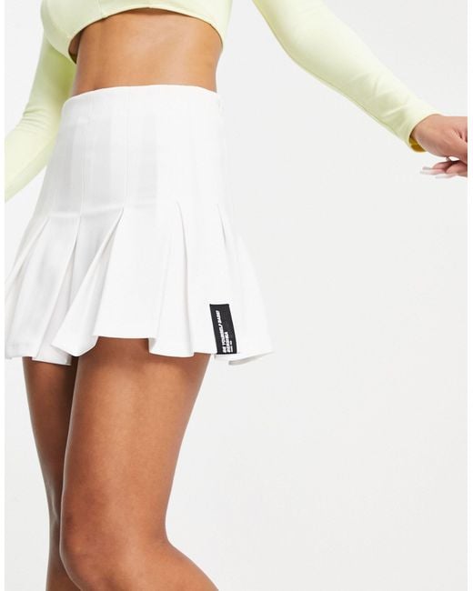Bershka White Pleated Mini Tennis Skirt