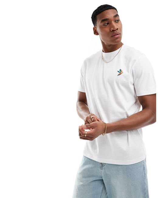 Threadbare White Parrot Embroidery T-shirt for men
