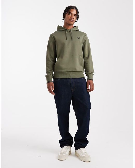Fred Perry Green Tipped Logo Hoodie for men
