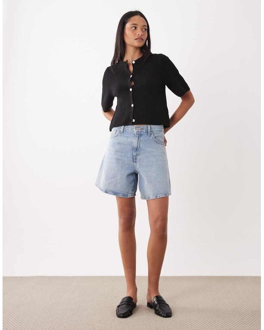 Pieces Black Short Sleeve Boxy Cardigan