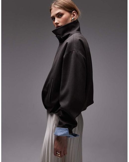 ASOS Black Drape Back Funnel Jacket