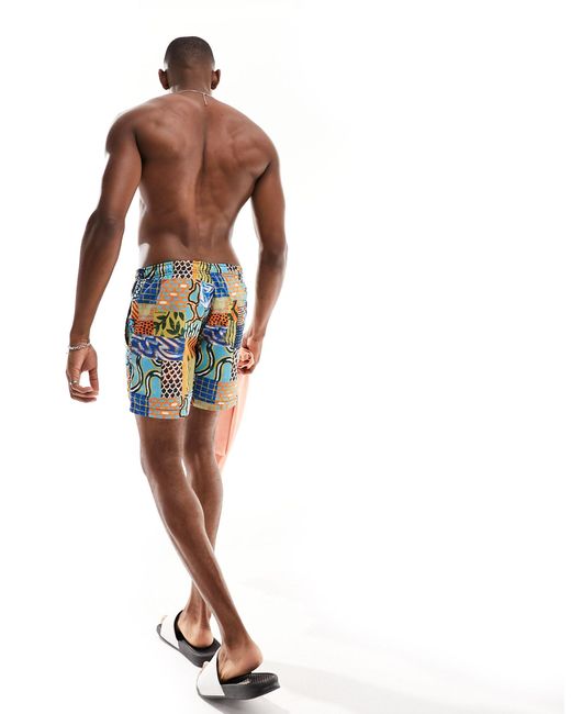 Napapijri – vail – badeshorts aus webstoff mit patchwork-muster in Multicolor für Herren