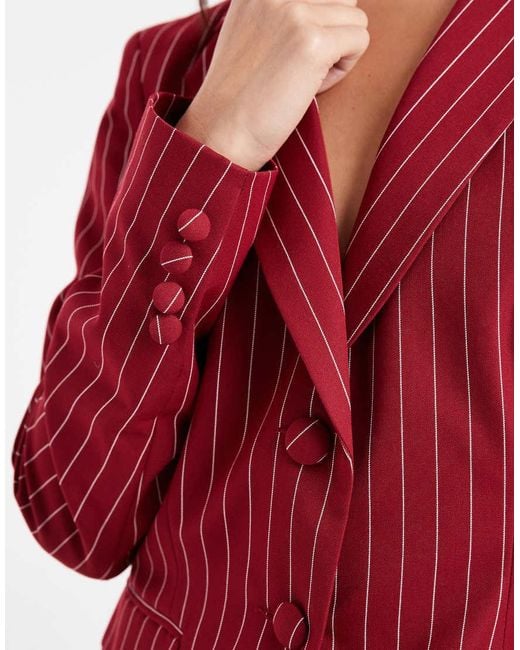 Miss Selfridge Red Cinch Pinstripe Blazer Co-Ord