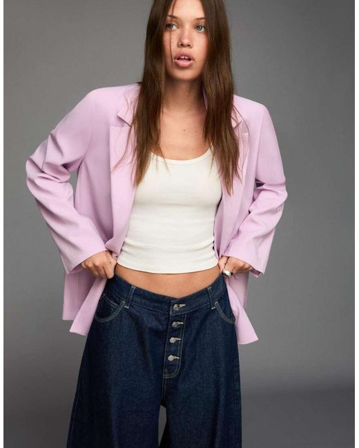 Blazer Con Fascette Sul Retro di Bershka in Gray