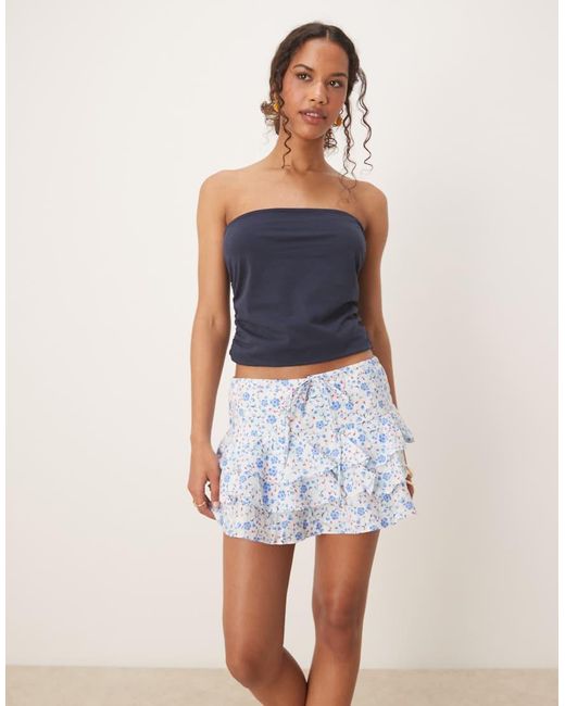 Glamorous Blue Ruffle Mini Skirt